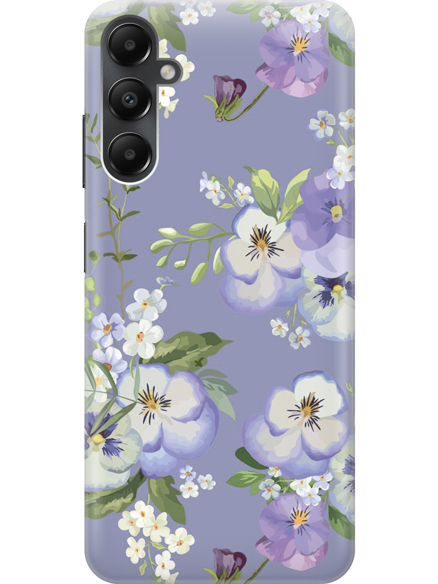 

Силиконовый чехол на Samsung Galaxy A05s "Цветочки на синем фоне", Белый;синий, 20001456