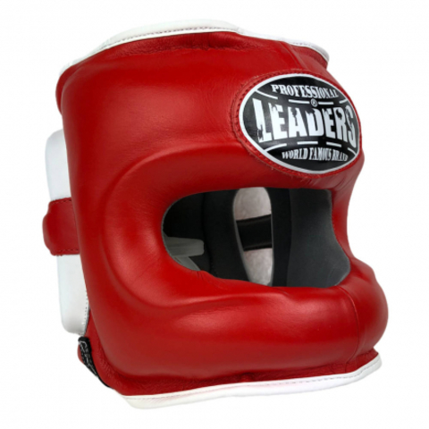 Шлем боксерский LEADERS LS RD/WH с бамперной защитой L/XL