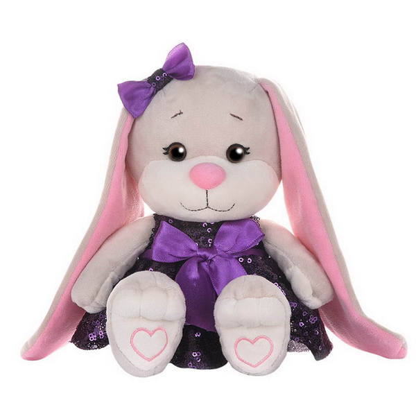 Купить Мягкая игрушка Jack&Lin Зайка в Фиолетовом Платьице с Пайетками, 20 см,