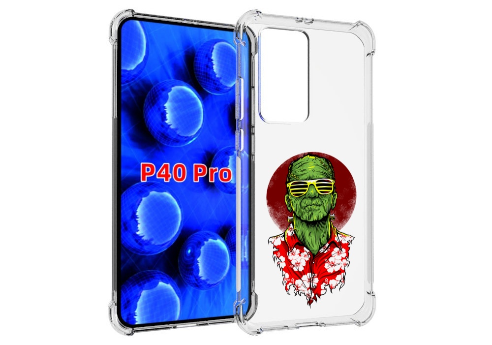 

Чехол MyPads крутой зеленый мужчина в очках для Huawei P40 Pro противоударный, Прозрачный, Tocco