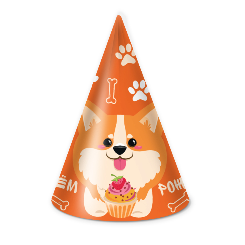 Колпаки праздничные Дон Баллон E2155 Счастливый корги 6 шт.