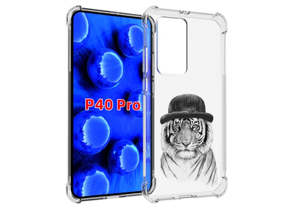

Чехол MyPads тигр британец для Huawei P40 Pro противоударный, Прозрачный, Tocco