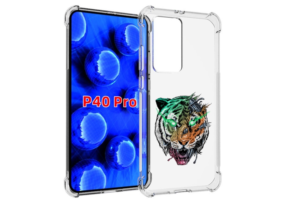 

Чехол MyPads робо-тигр для Huawei P40 Pro противоударный, Прозрачный, Tocco