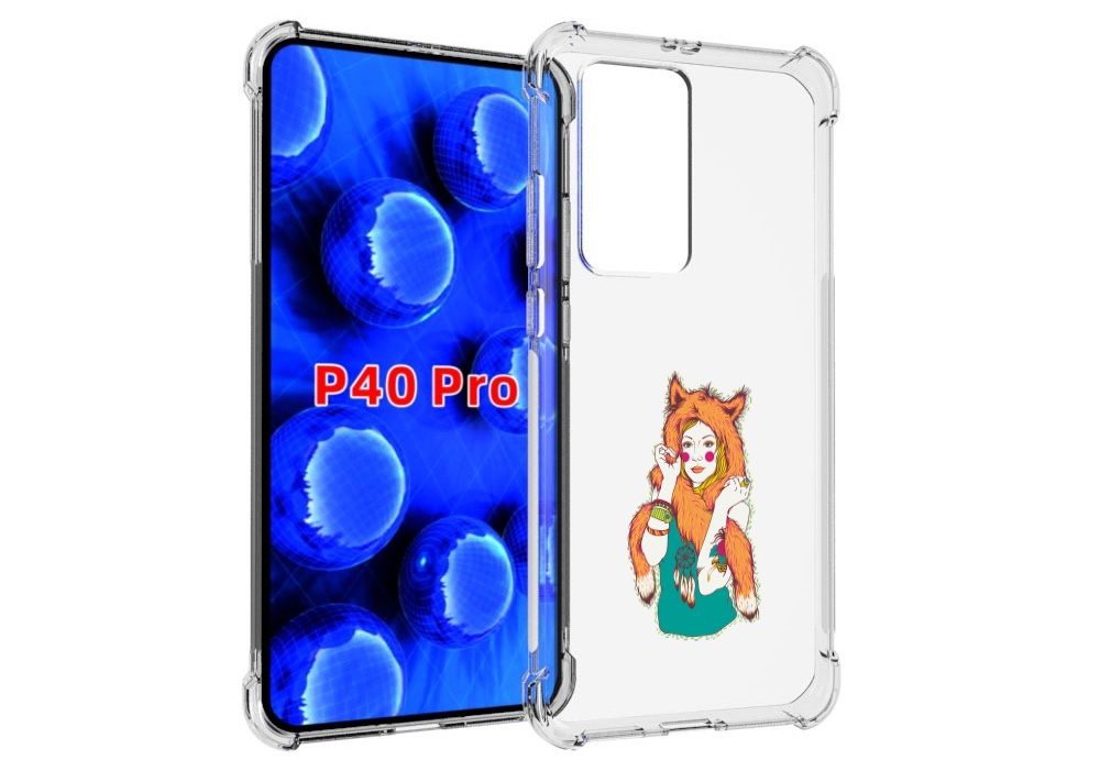 

Чехол MyPads Девушка лиса для Huawei P40 Pro противоударный, Прозрачный, Tocco