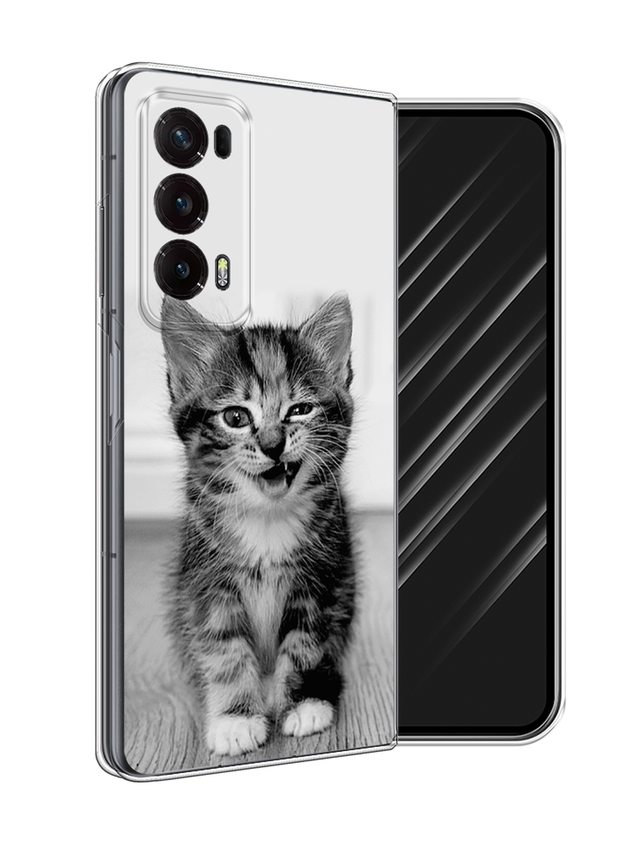 

Чехол Awog на Honor Magic V2 "Подмигивающий котенок", Черный;серый, 6123550-1