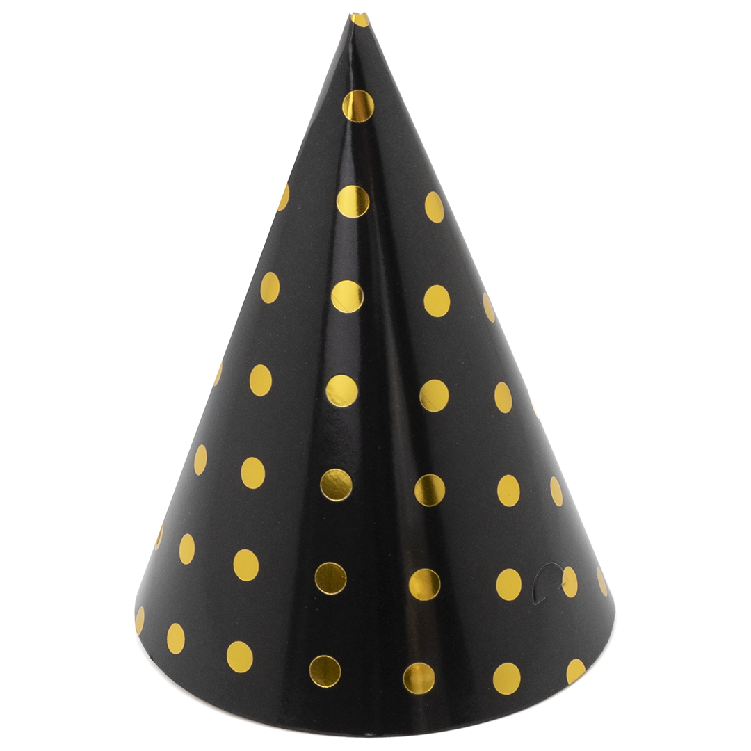 Колпаки праздничные Волна веселья 6231760 Конфетти Черный золото 16 см 6 шт.
