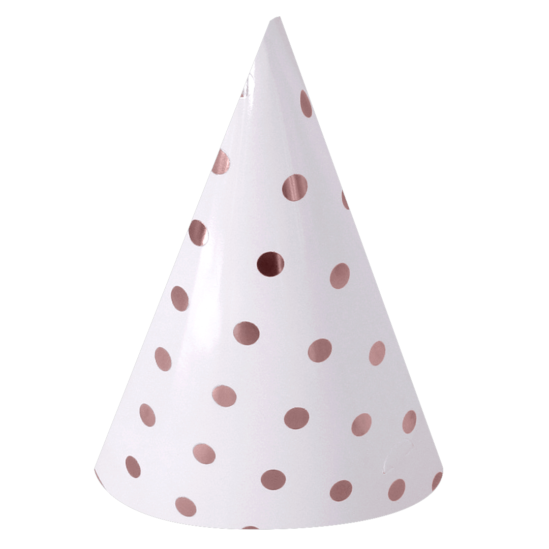 Колпаки праздничные Волна веселья 6231759 Конфетти белый Розовое золото 16 см 6 шт.