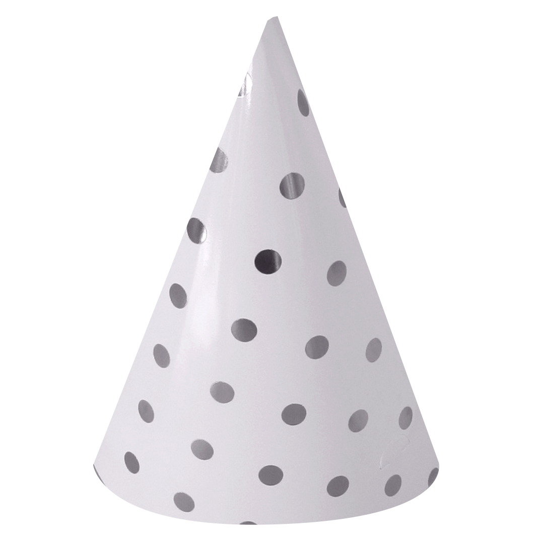 Колпаки праздничные Волна веселья 6231758 Серебристые конфетти белый серебро 16 см 6 шт.