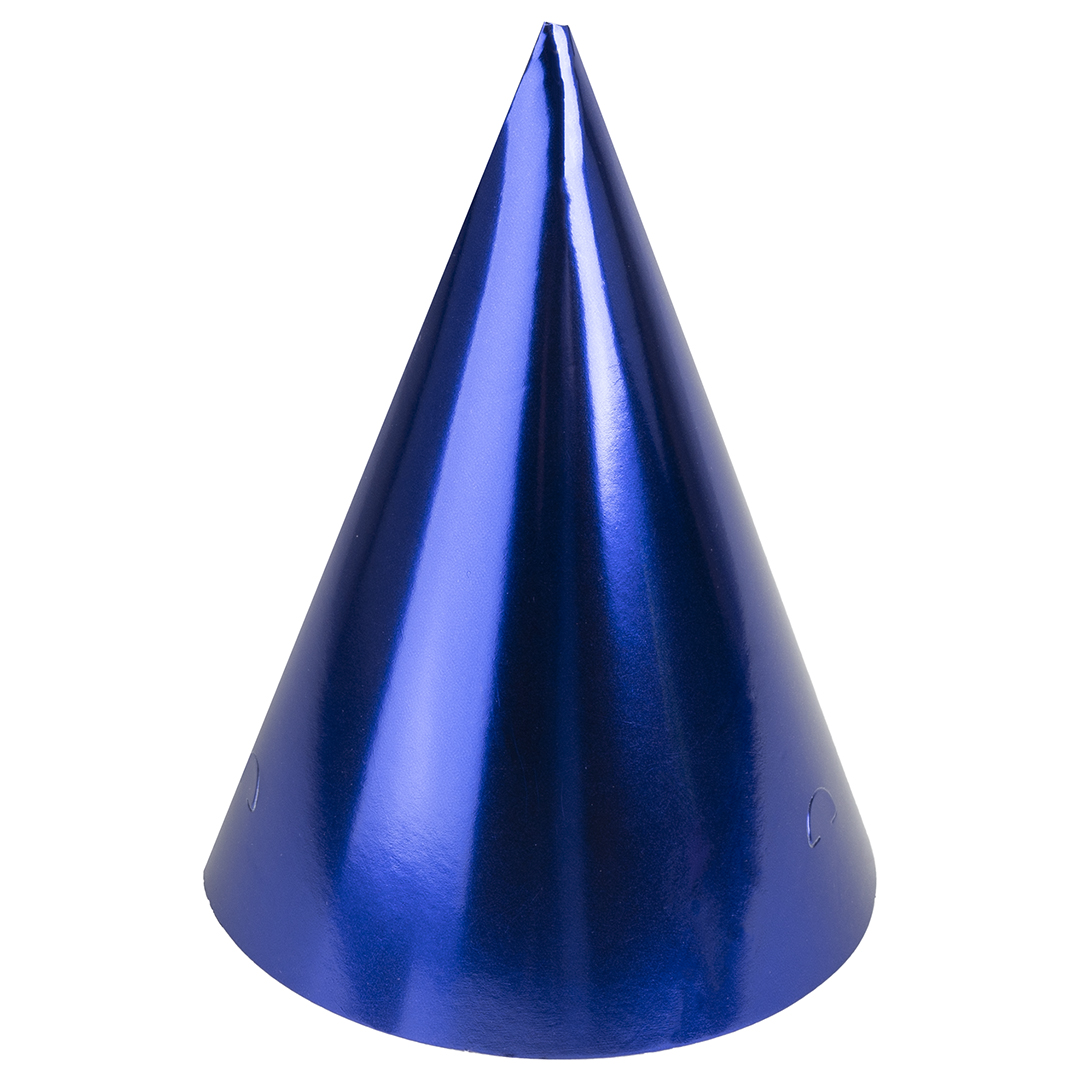 Колпаки праздничные Волна веселья 6231739 Королевский синий металлик 16 см 6 шт.