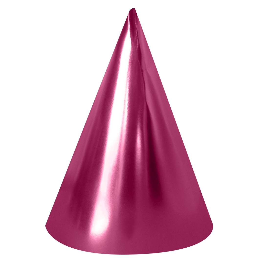Колпаки праздничные Волна веселья 6231736 Фуксия металлик 16 см 6 шт.