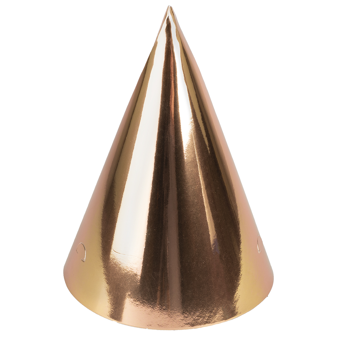 Колпаки праздничные Волна веселья 6231734 Розовое золото металлик 16 см 6 шт.