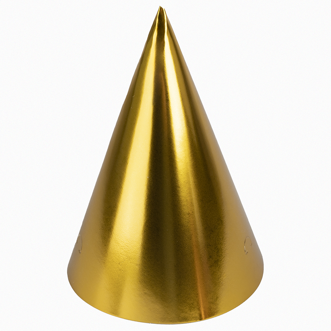 Колпаки праздничные Волна веселья 6231732 золото металлик 16 см 6 шт.