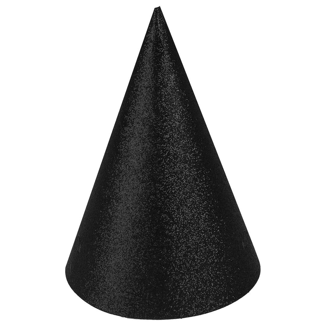 Колпаки праздничные Волна веселья 6231728 Черный с блестками 16 см 6 шт.