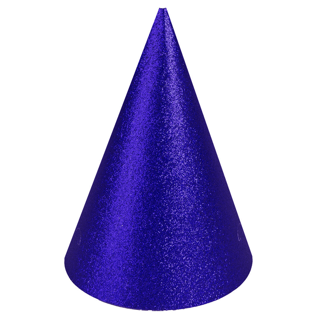 Колпаки праздничные Волна веселья 6231726 Королевский синий с блестками 16 см 6 шт.
