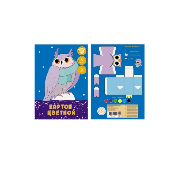 

Набор цветного картона Канц-Эксмо Совушка, 6 листов, 6 цветов