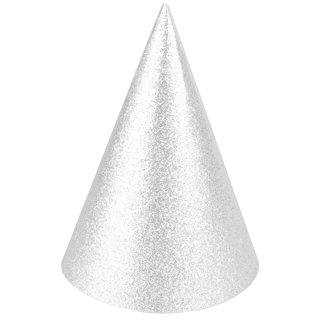 Колпаки праздничные Волна веселья 6231722 серебро с блестками 16 см 6 шт.