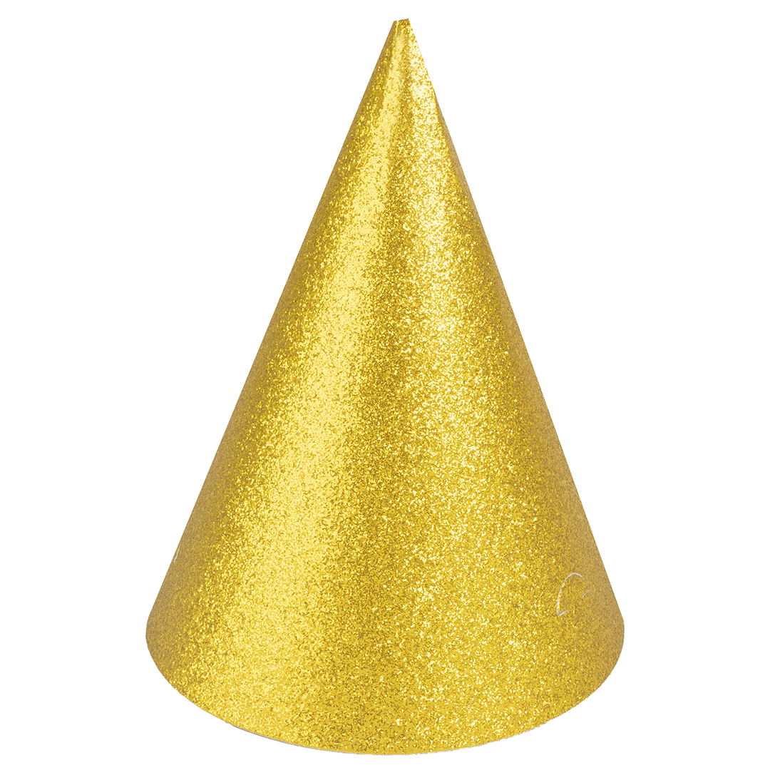 Колпаки праздничные Волна веселья 6231721 золото с блестками 16 см 6 шт.