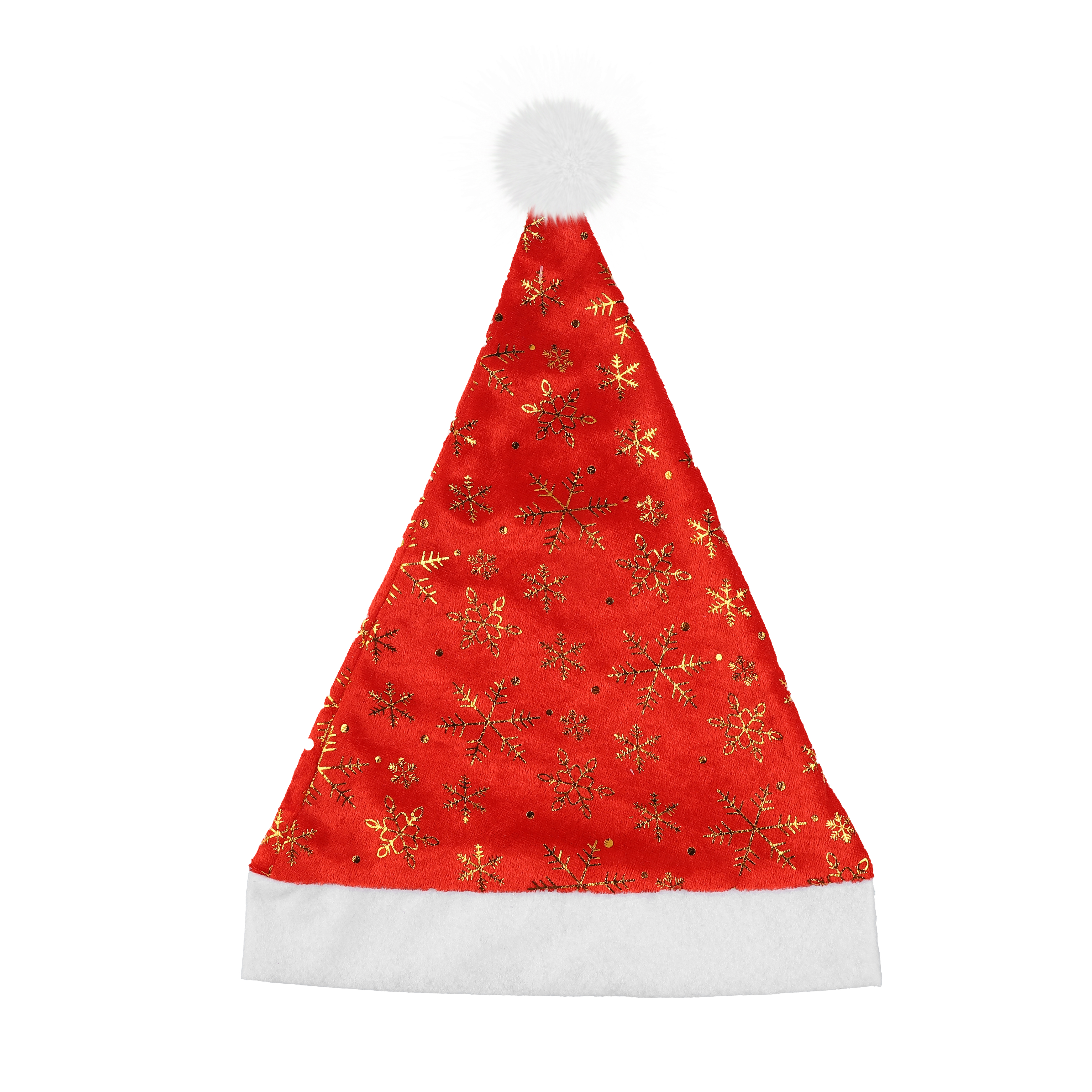 Колпак новогодний Волна веселья 6230558 Золотые снежинки красный 28*38 см 1 шт.