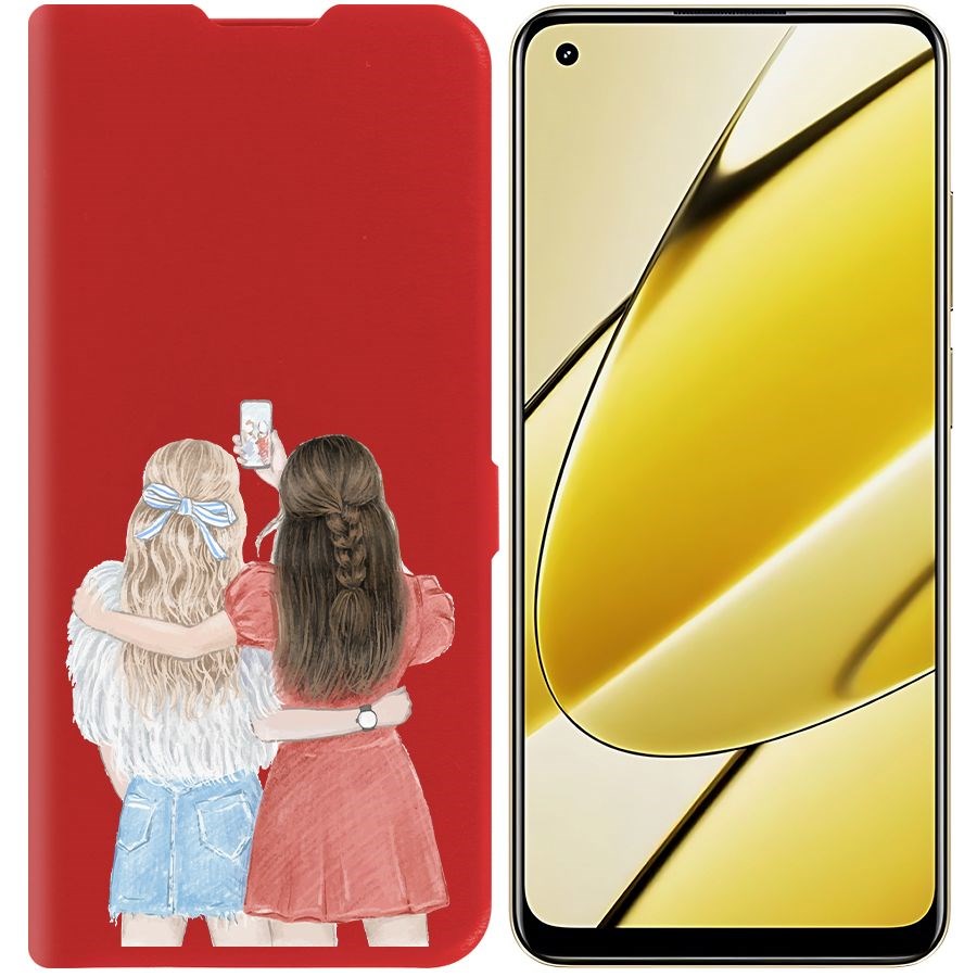 

Чехол-книжка Krutoff Eco Book для Realme 11 4G Лучшие подруги (красный)