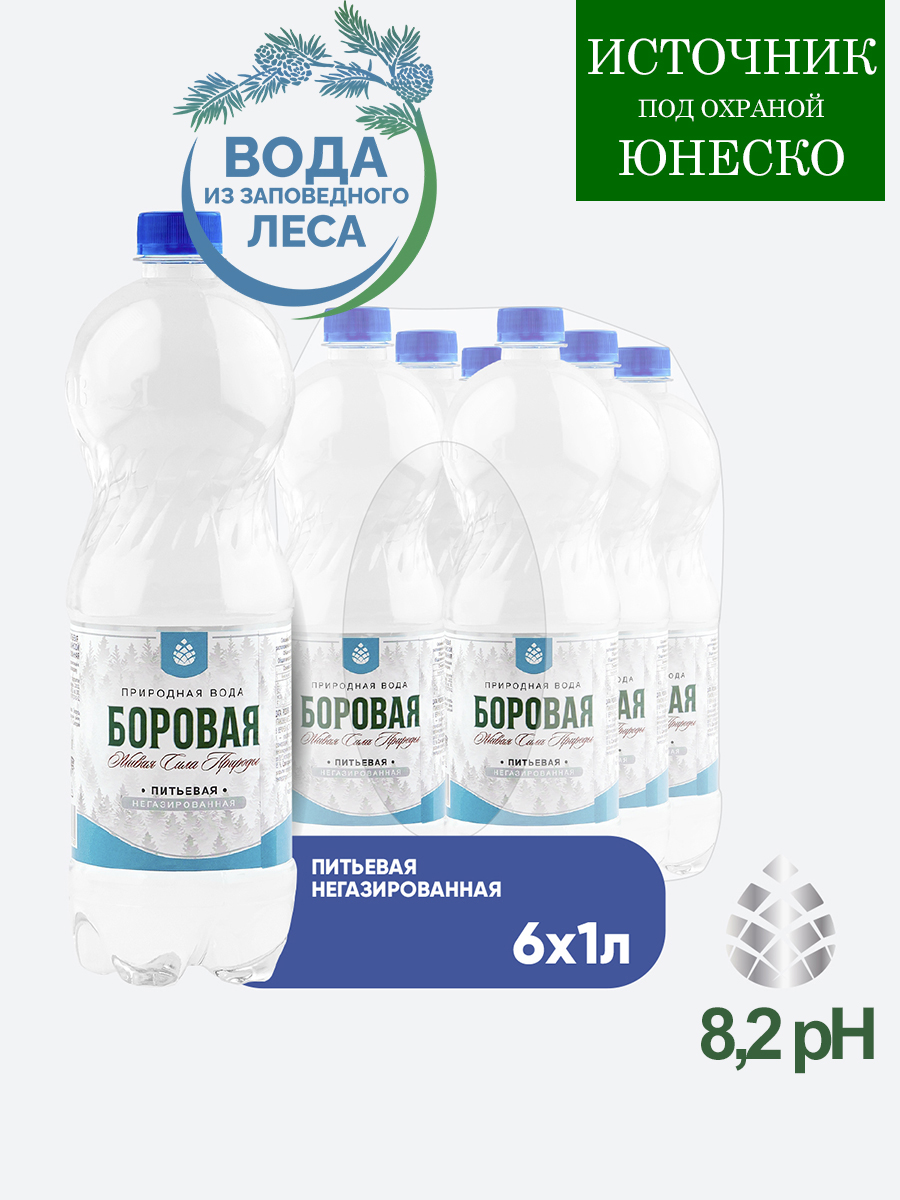 

Вода питьевая BOROVAYA (БОРОВАЯ), природная негазированная, ПЭТ 1 л (6 штук)