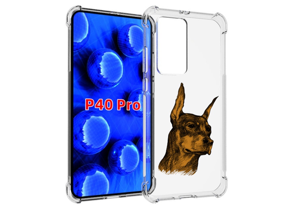 

Чехол MyPads скетч доберман для Huawei P40 Pro противоударный, Прозрачный, Tocco