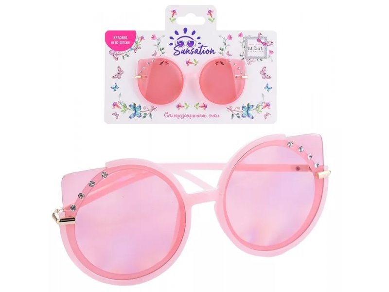 Очки солнцезащитные Lukky Fashion Кошачий глаз розовые Т22452