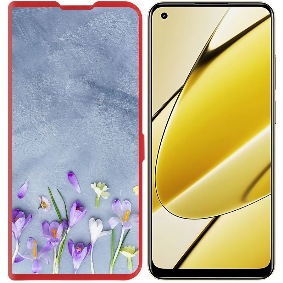 

Чехол-книжка Krutoff Eco Book для Realme 11 4G Цветочное настроение (красный)