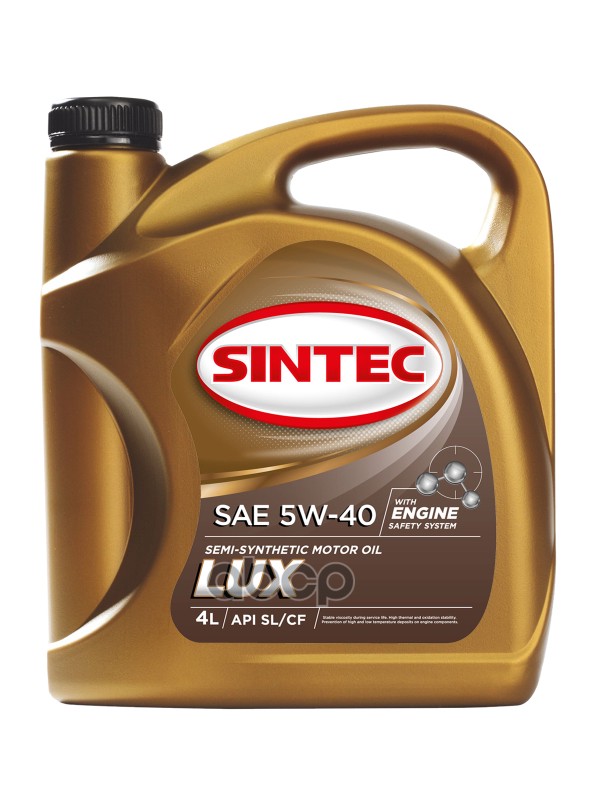 SINTEC 801933 Sintec Масло Люкс SAE 5W40 API SL CF 4л 4 1шт