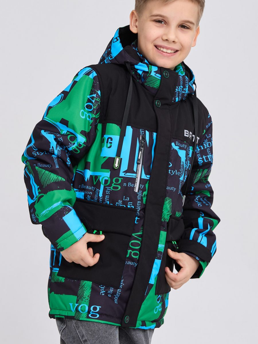 Куртка детская Britt 63107, черно-зеленый, 164