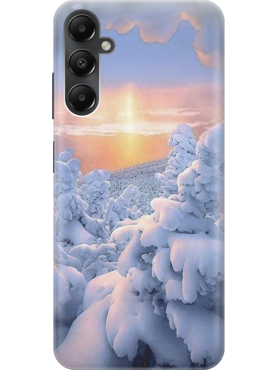 

Силиконовый чехол на Samsung Galaxy A05s "Заснеженный лес", Белый;голубой;оранжевый, 20001456