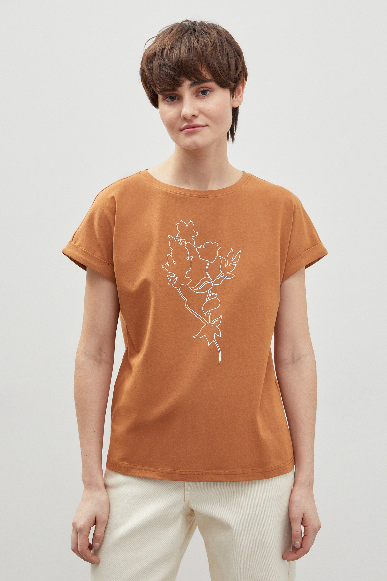 

Футболка женская Finn Flare FBC11085 коричневая XL, Коричневый, FBC11085