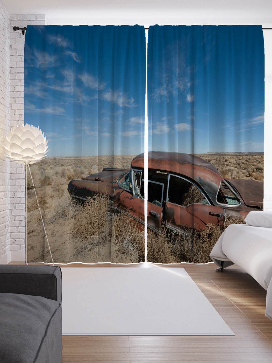 

Шторы JoyArty с фотопечатью "Забытая машина" из сатена, 290х265 см, Забытая машина