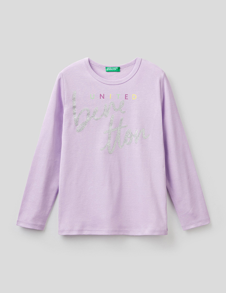 

Футболка детская Benetton 22P_3I9WC154I_07W_S фиолетовый р.122, 22P_3I9WC154I_07W