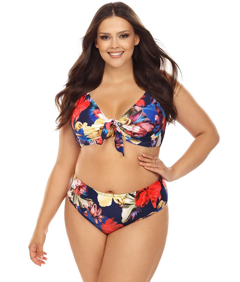 

Раздельный купальник plus size с крупным цветочным узором, L3108/2