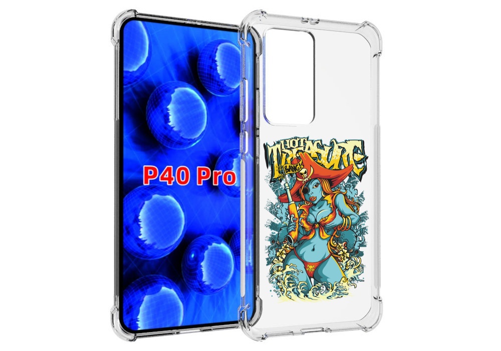 Чехол MyPads нарисованная синяя девушка комикс для Huawei P40 Pro противоударный