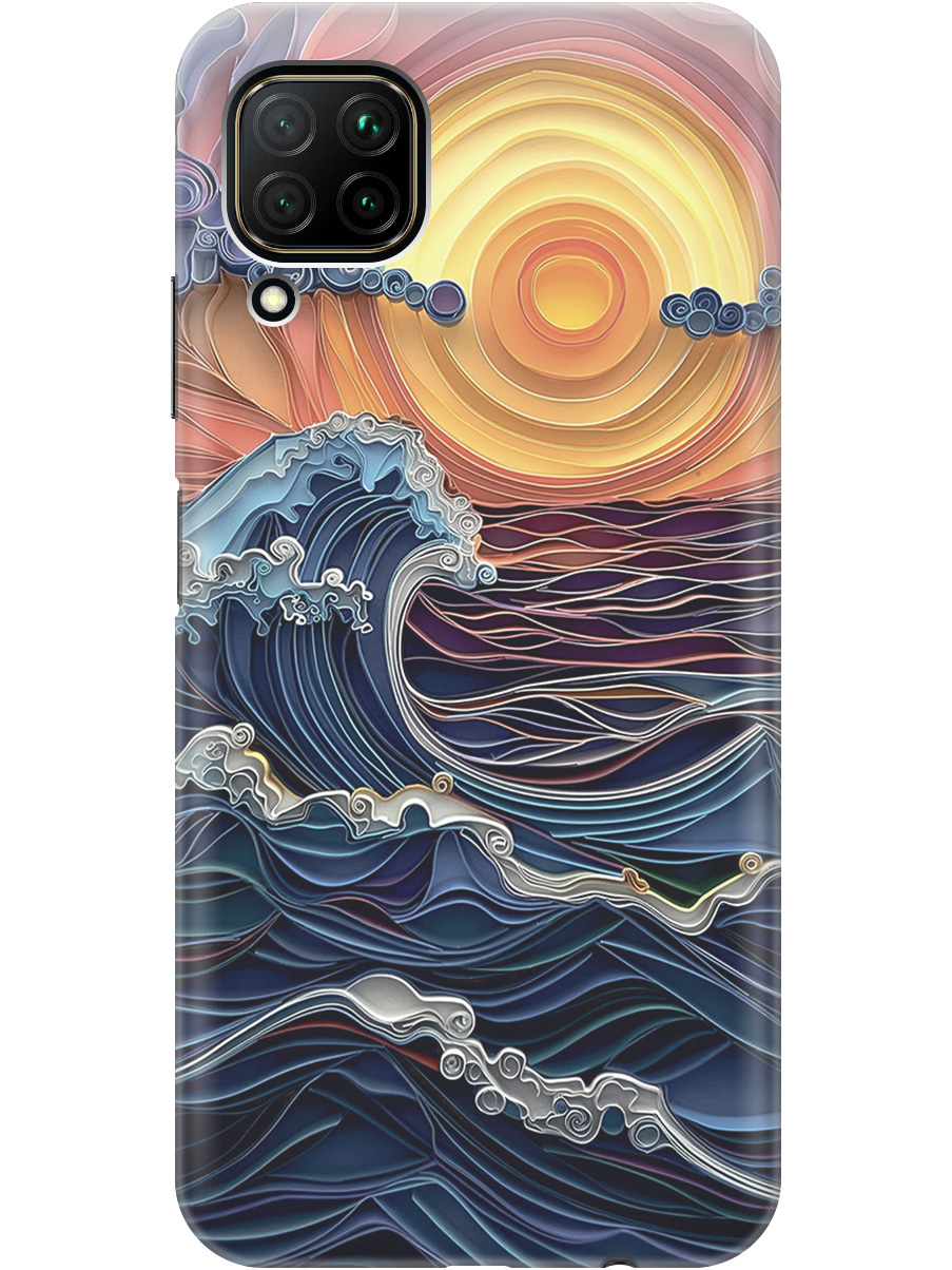 

Силиконовый чехол на Huawei P40 Lite с принтом "Волны на закате", 722839710
