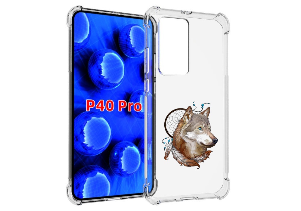 

Чехол MyPads волк и ловец снов для Huawei P40 Pro противоударный, Прозрачный, Tocco