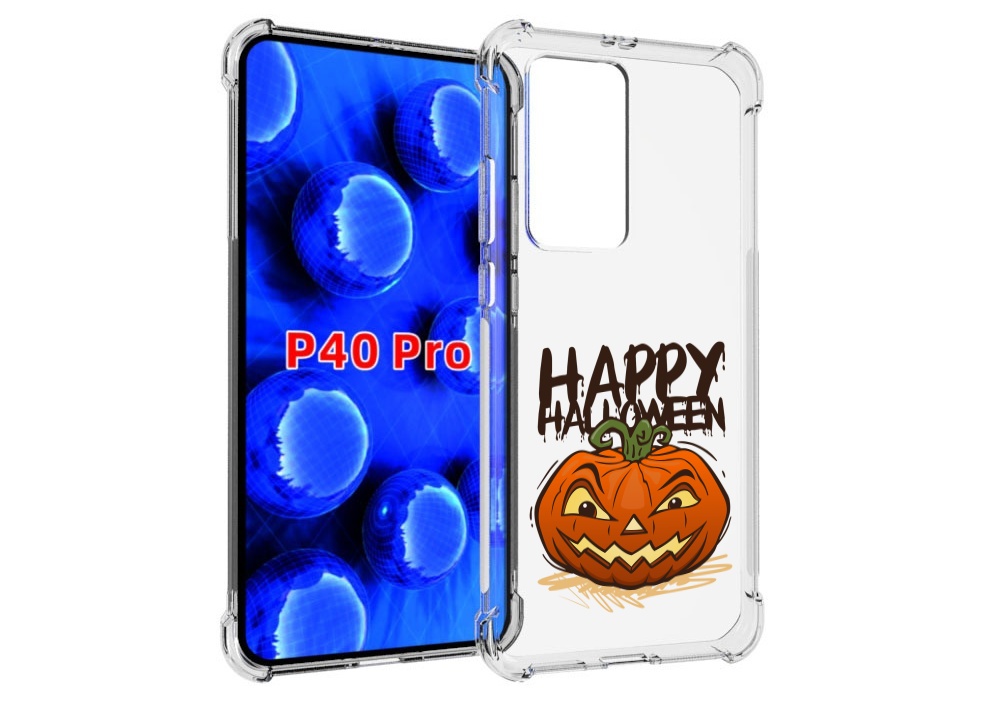 

Чехол MyPads Хэллоуин счастливый для Huawei P40 Pro противоударный, Прозрачный, Tocco
