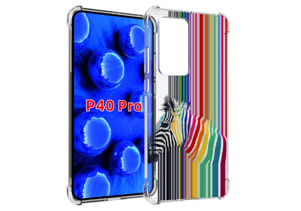 

Чехол MyPads радужная зебра для Huawei P40 Pro противоударный, Прозрачный, Tocco
