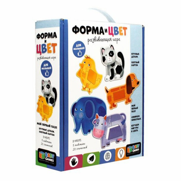 

Набор пазлов Origami Baby Games Форма и цвет Слон и друзья 20 деталей 6143
