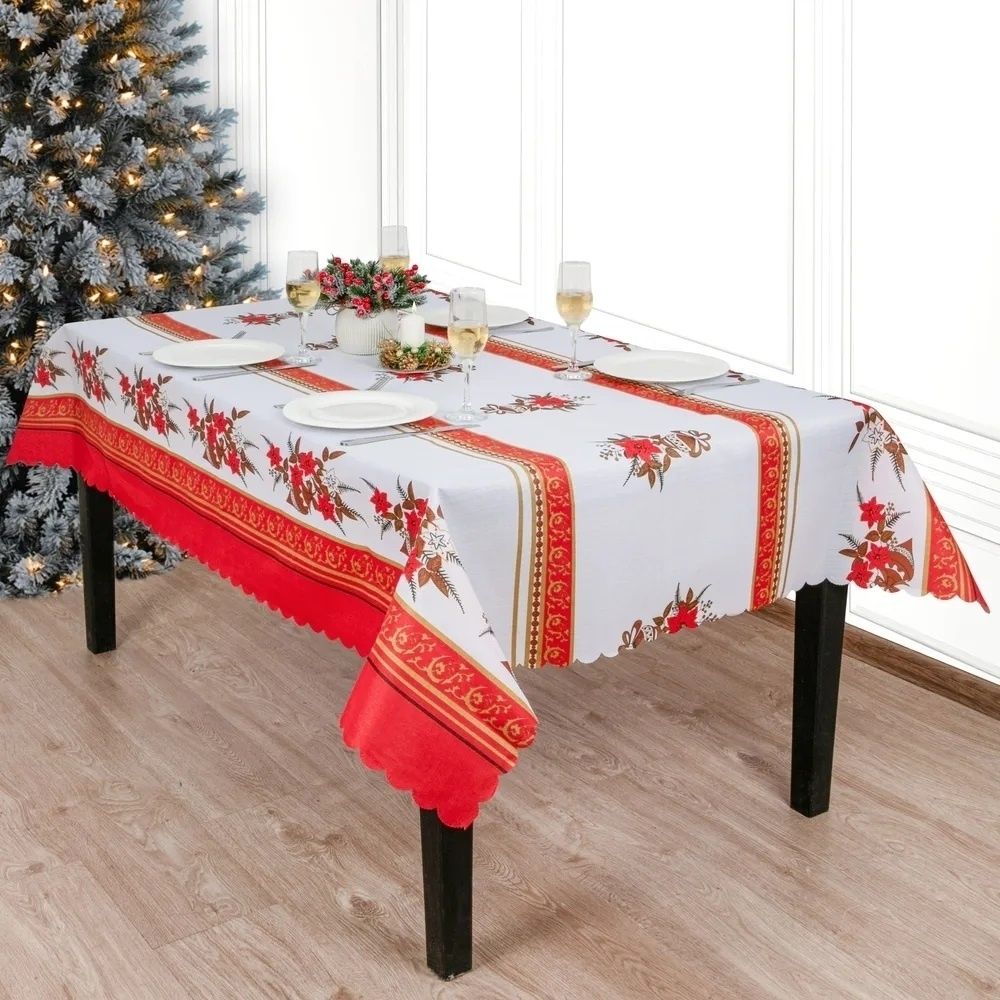 Скатерть Grand textile Тойс 140 х 240 см полиэстер красно-белая 1290₽