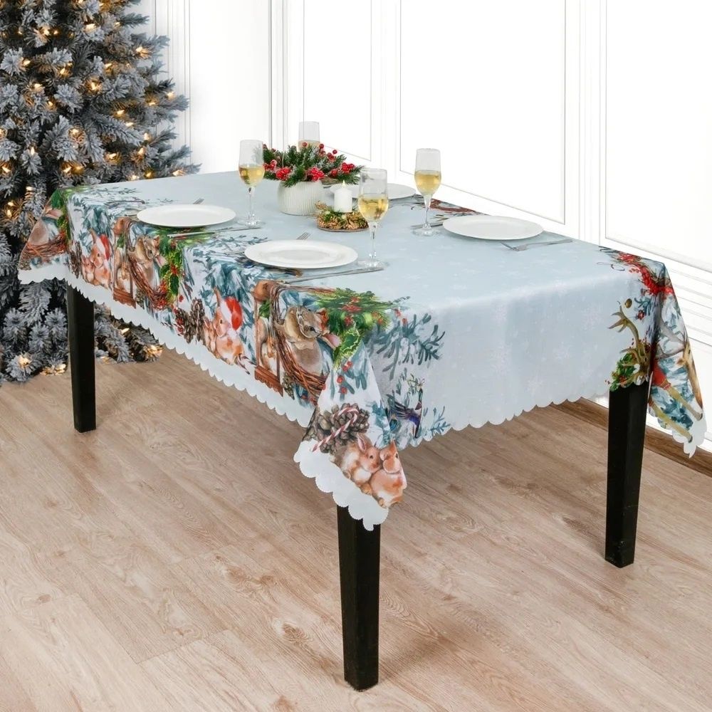 Скатерть Grand textile Кристмас-1 140 х 180 см полиэстер голубая 909₽