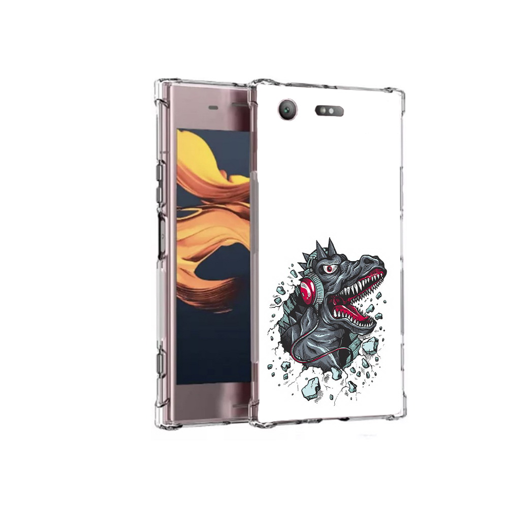 

Чехол MyPads Tocco для Sony Xperia XZ1 Compact Нарисованный динозавр в наушниках, Прозрачный, Tocco