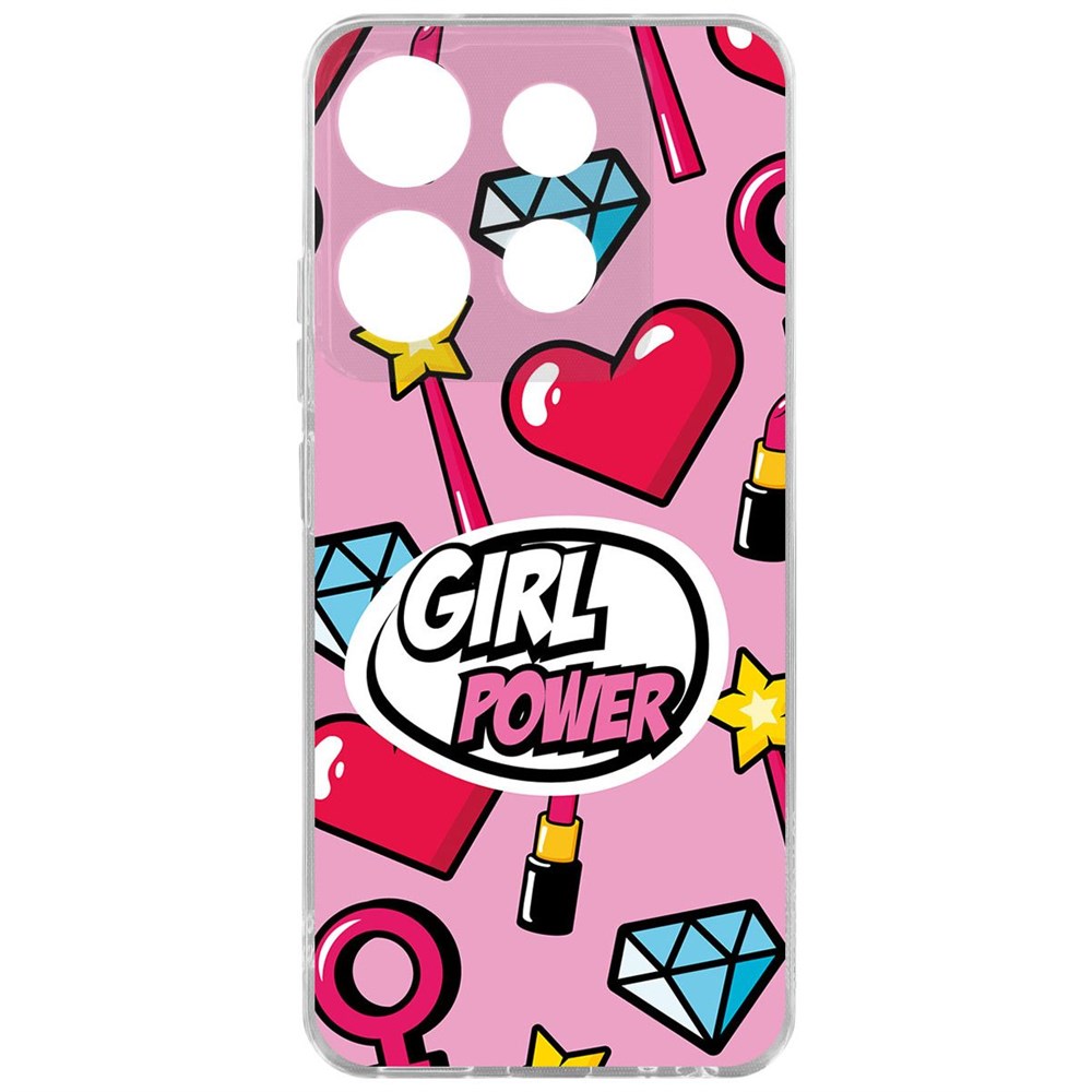 

Чехол-накладка Krutoff Clear Case Girl Power для Tecno POP 7 Pro, Прозрачный