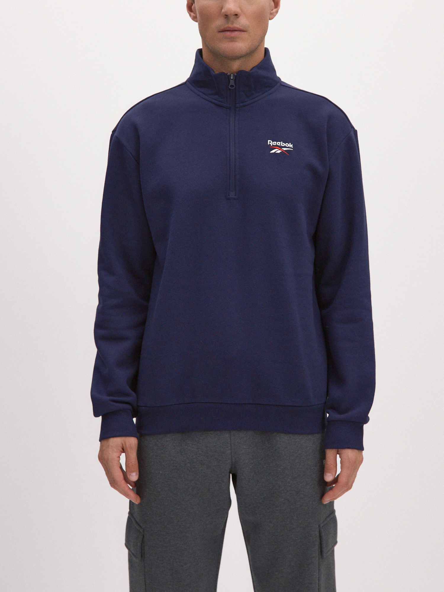 

Свитшот мужской Reebok Identity Sl Fleece 1/4 Zip синий M, Identity Sl Fleece 1/4 Zip