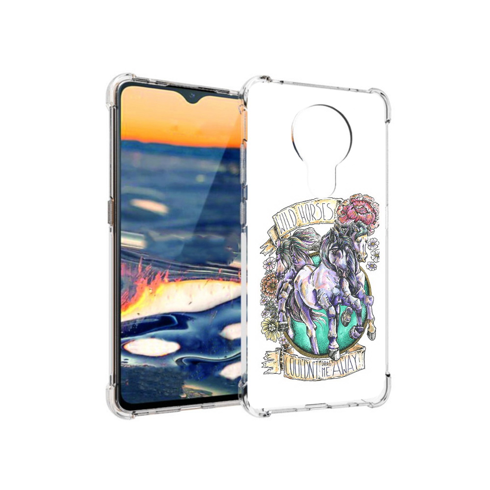

Чехол MyPads Tocco для Nokia 5.3 рисунок коней в цветах (PT227052.106.582), Прозрачный, Tocco