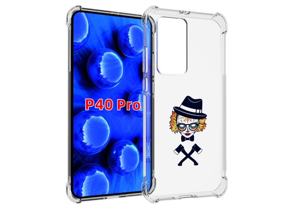 Чехол MyPads девушка в маске с топорами рисунок для Huawei P40 Pro противоударный