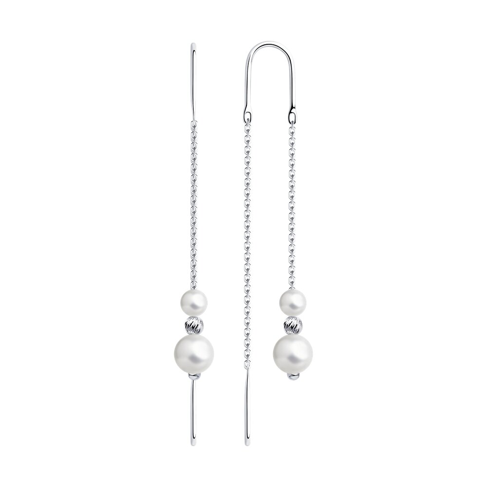 

Серьги продевки из серебра с жемчугом Diamant 94-123-01572-2, 94-123-01572-2