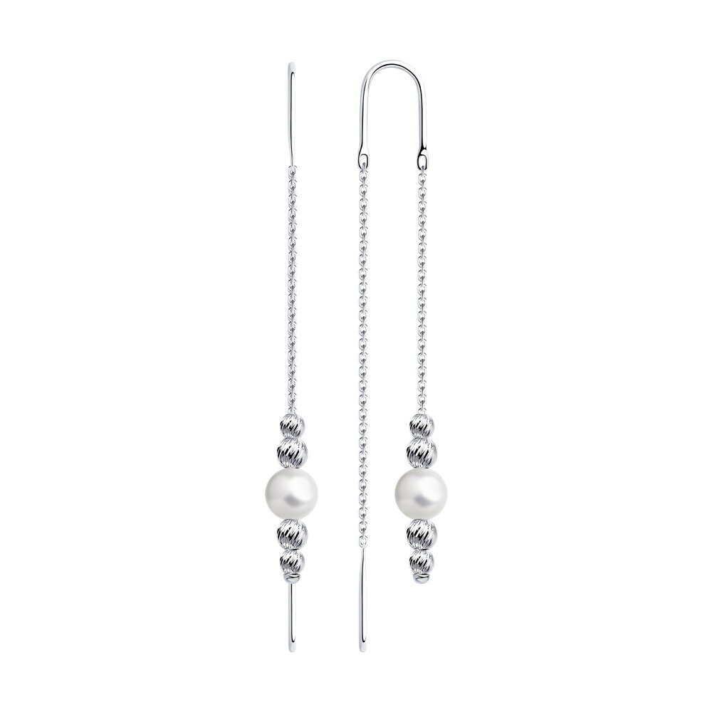 

Серьги продевки из серебра с жемчугом Diamant 94-123-01572-1, 94-123-01572-1