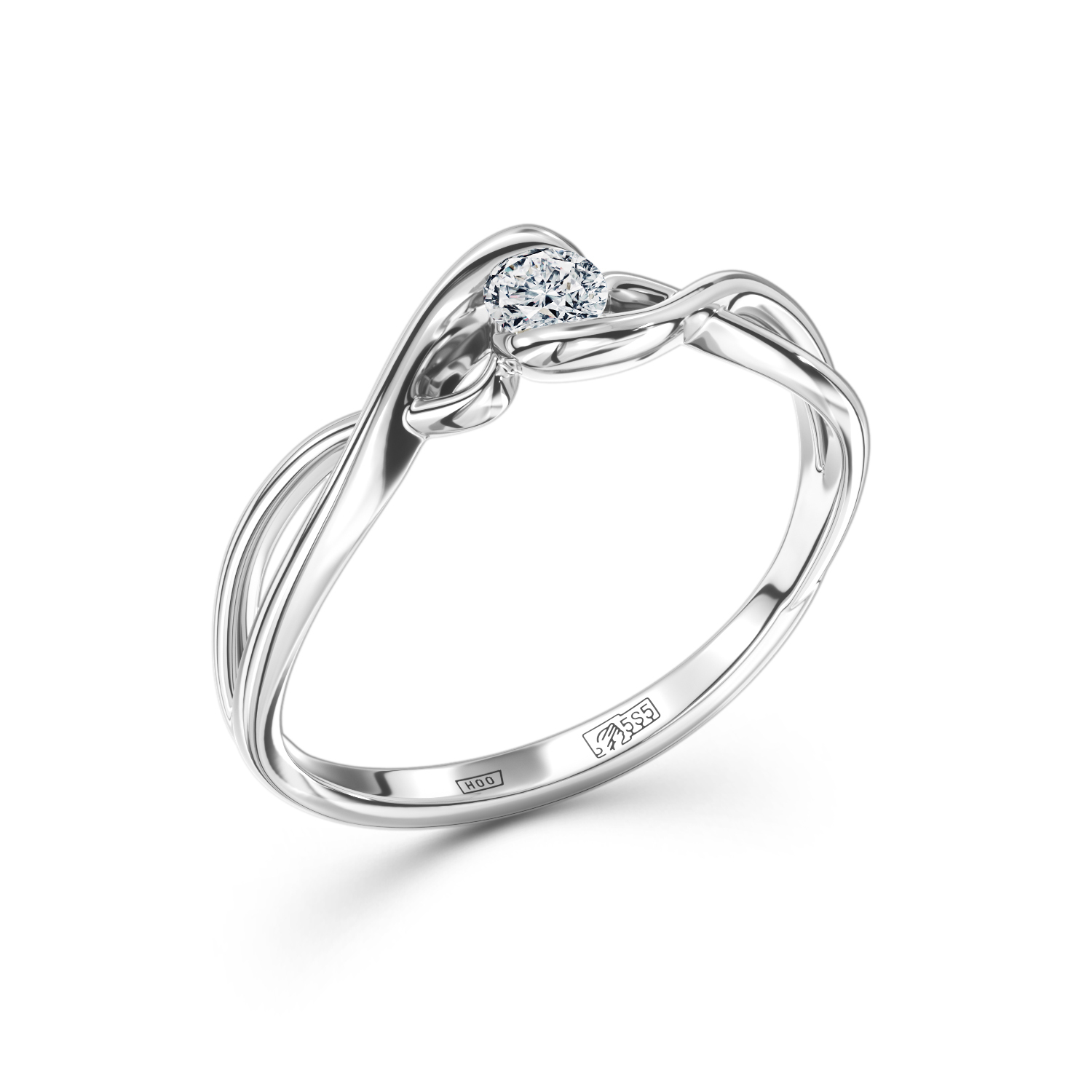 

Кольцо помолвочное из белого золота с бриллиантом р. 18 ALROSA DIAMONDS 0B018E21S, 0B018E21S